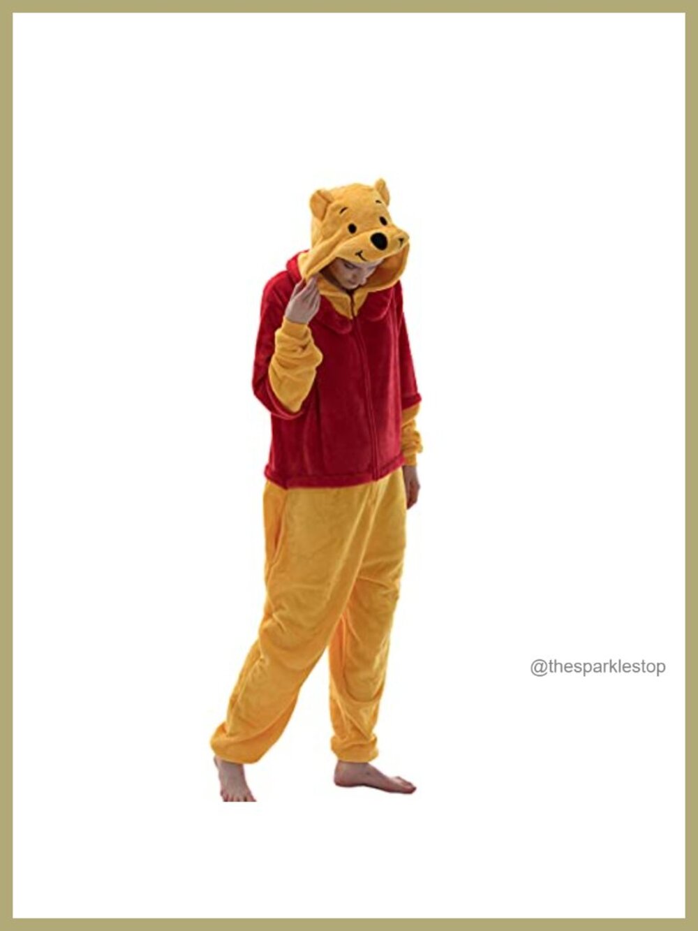 Flannel Bear Onesie Pajamas Adult Unisex Snug Fit Hooded Zipper Sleepwear